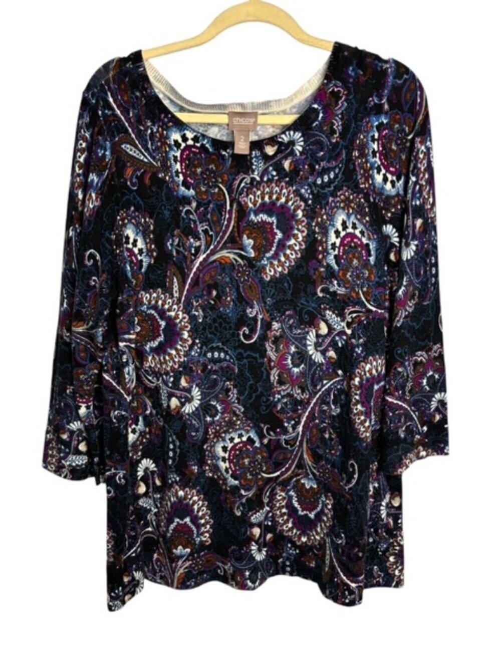 Chico's Sweater Women's Large Paisley Knit Cashmere Blend Office Chicos 2